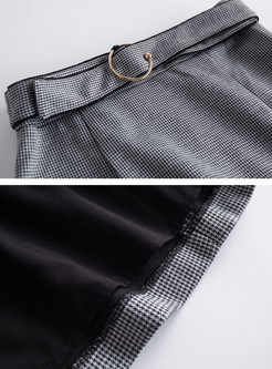 Stylish Belt Stitching Bodycon Skirt
