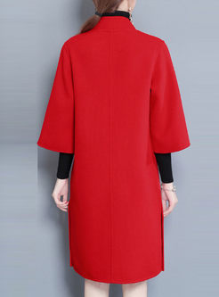 Red Ethnic Tang Suits Woolen Coat