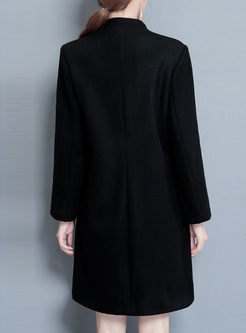 Ethnic V-neck Long Sleeve Woolen Coat