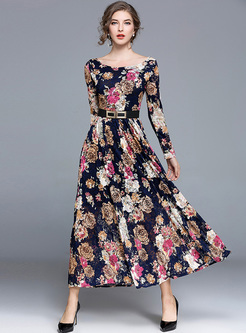 Dresses | Maxi Dresses | Party Floral Print O-neck Maxi Dress