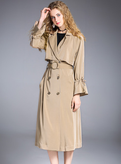 Chic Double-breasted Flare Sleeve Trench Coat