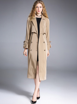 Chic Double-breasted Flare Sleeve Trench Coat