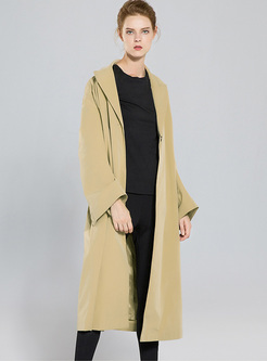 Khaki One-buttoned Slim Trench Coat