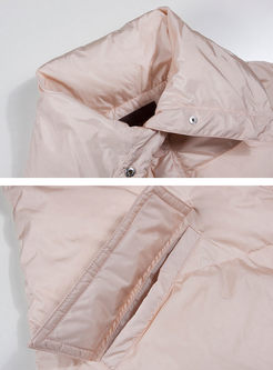 Pink Turn Down Collar Thick Down Coat