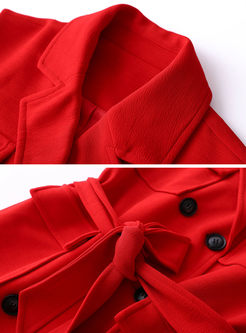Red Pockets Double-breasted Turn Down Collar Vest