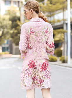 Vintage Lace Embroidery Two-piece Outfits