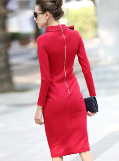 Elegant Asymmetric Neck Bodycon Dress