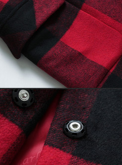 Casual Checked Turn Down Collar Coat