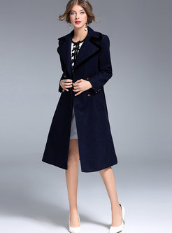 Brief Knee-length Double-breasted Notched Coat