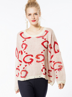 Casual Hollow Color-blocked Sweater
