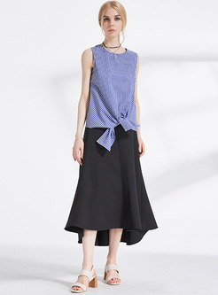 Black High Waist Asymmetric Hem Skirt