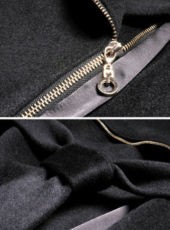 Stylish Black Turn Down Collar Coat