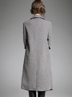 Chic Checked Double-breasted Straight Trench Coat