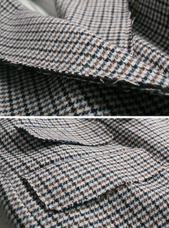 Chic Checked Double-breasted Straight Trench Coat