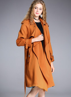 Brief Belted Knee-length Trench Coat