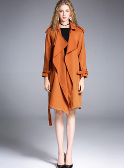 Brief Belted Knee-length Trench Coat