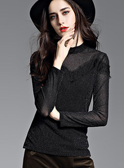 Black Fashion Lace O-neck Sweater