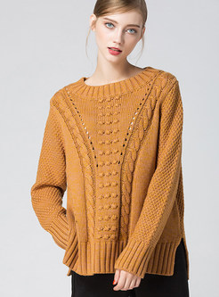 Casual Twist Split Loose Sweater