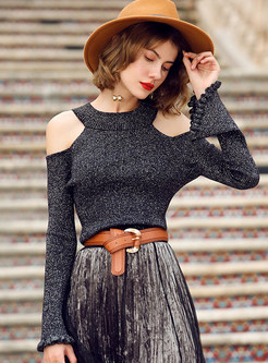 Black Sexy Off-shoulder Bell Sleeve Sweater