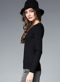 Black Fashion Pullover Long Sleeve Sweater