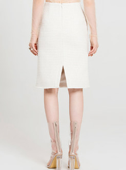 Brief White Slim Split Skirt
