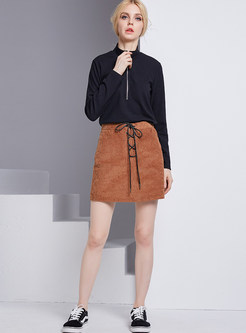 Stylish Belted Cotton Mini Skirt