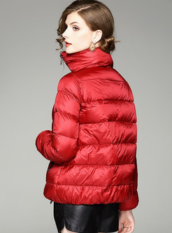 Red Fashion High Neck Down Coat