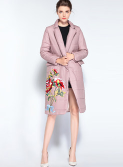 Elegant Embroidery Floral Down Coat