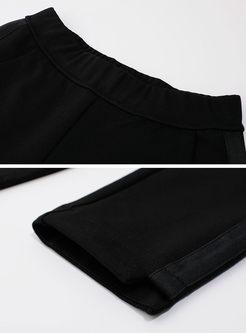 Black Causal Slit Striped Harem Pants