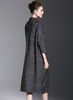 Casual Embroidery Straight Knitted Dress