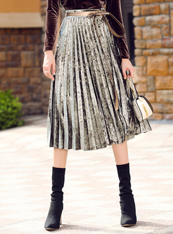Grey Street High Neck Pleat Skirt
