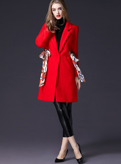 Fashion Red Belt-design Notched Coat