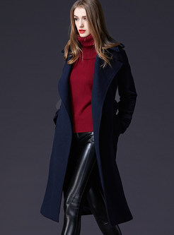 Chic Turn Down Collar Belted Coat