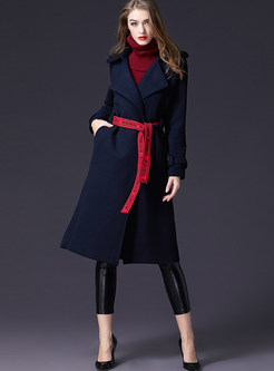 Chic Turn Down Collar Belted Coat