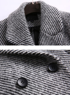 Striped Three Quarters Sleeve Short Coat