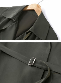 Brief Slit Flare Sleeve Belted Trench Coat
