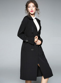 Brief Slit Flare Sleeve Belted Trench Coat