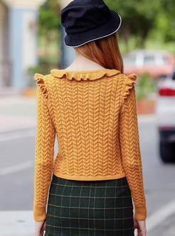 Brief Ruffled Collar Pullover Sweater