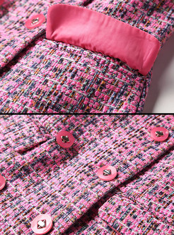 Pink Elegant Turn Down Collar Double-breasted Coat