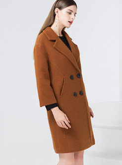 Brief Notched Double-breasted Straight Coat