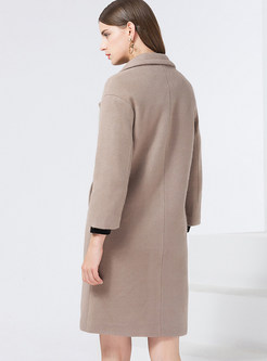 Brief Notched Double-breasted Straight Coat