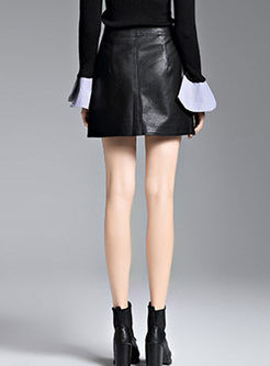 Black Street PU A-line Mini Skirt