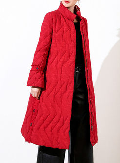 Chic Belted Stand Collar Zipper Down Coat