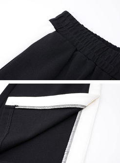 Stylish Split Color-blocked Straight Pants
