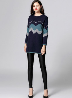 Fashion Contrast Color Pullover Sweater