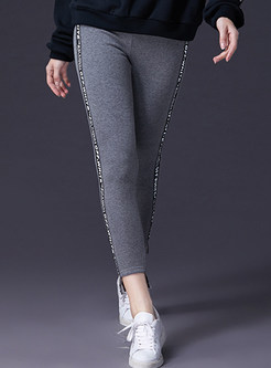 Fashion Grey Slim Elastic Leggings 
