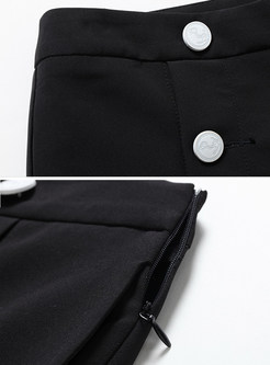 Fashion Button-design High Waist Flare Pants