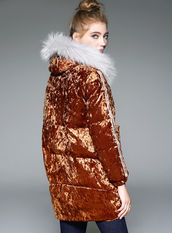 Fashion Fur Collar Velvet Down Coat