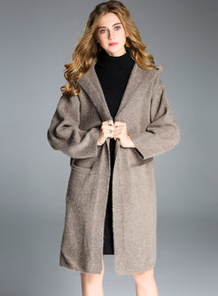 Chic Hooded Loose Thicken Knitted Coat