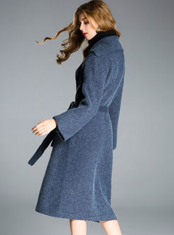 Brief Turn Down Belted Woolen Coat